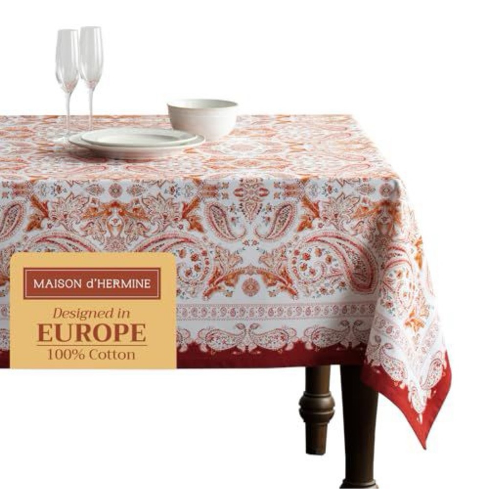 Maison d' Hermine Table Cloth Rectangle Table 100% Cotton 60x120” Tablecloth NWT